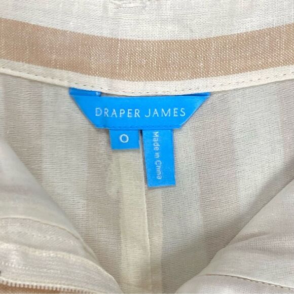 Draper James Linen Shorts Sz 0 Tan White Beige Stripes Lightweight Summer Beach - Picture 8 of 9